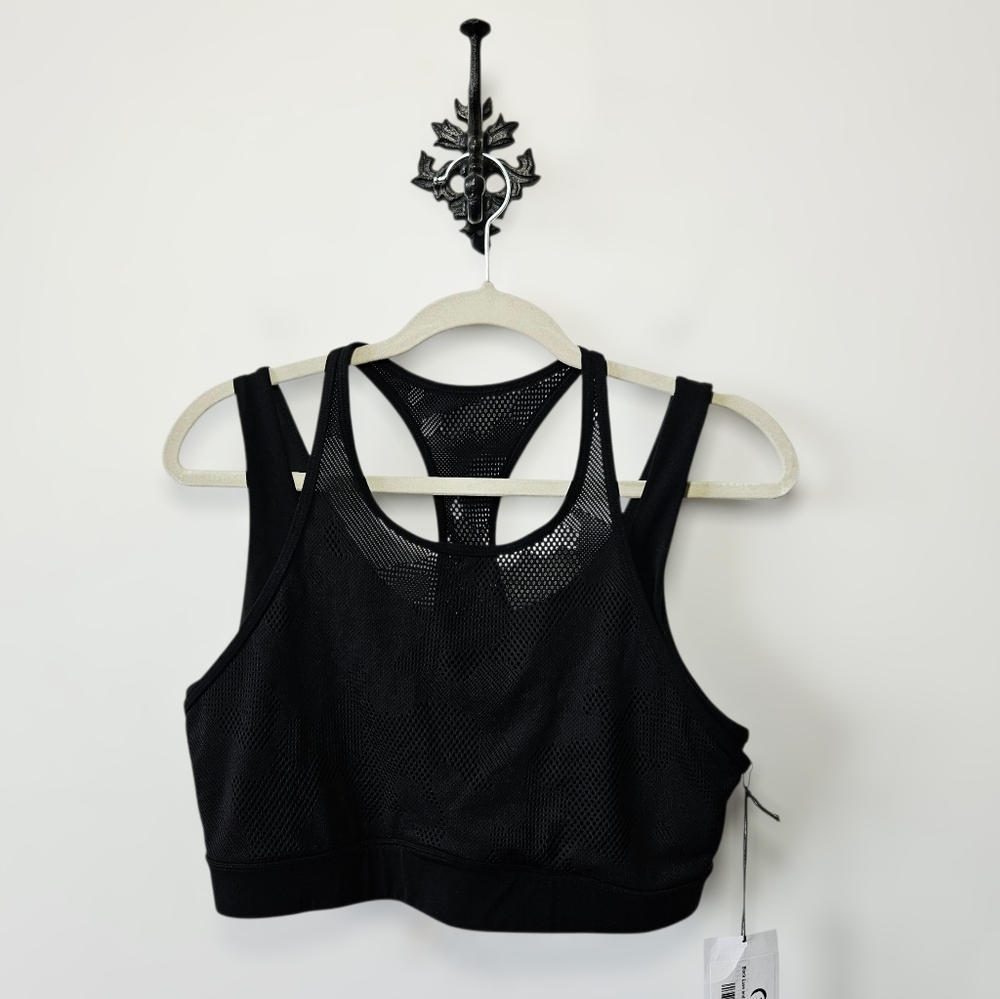 NWT Zyia Black Luxe Camo Mesh Bra Size XXL Two Layer